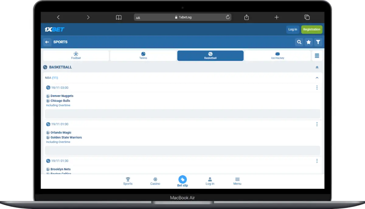 NCAAB 1xBet Desktop Screenshot